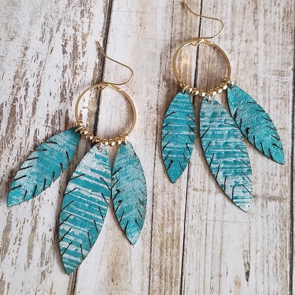 Chic by the Beach Jewelry - Faux Leather turquoise earrings